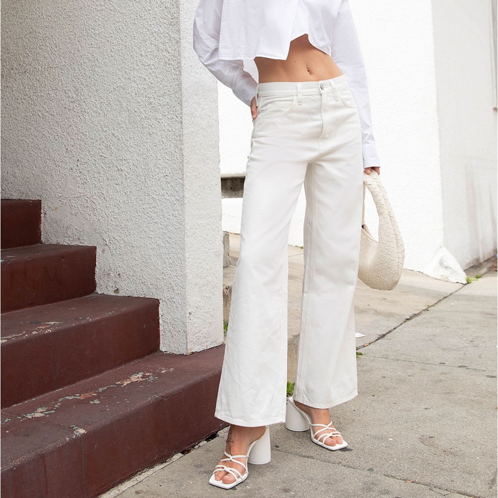 OAK + FORT Flare Ankle Jeans Size 30 Creamy White